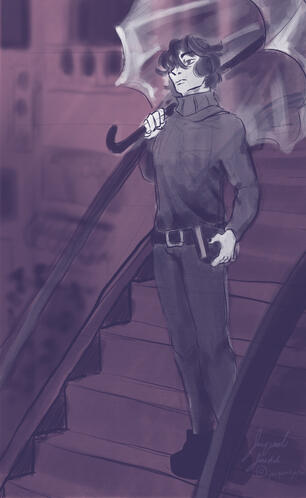 Fullbody sketch w/ color, shading & complex background Fullbody sketch w/ color, shading & complex background